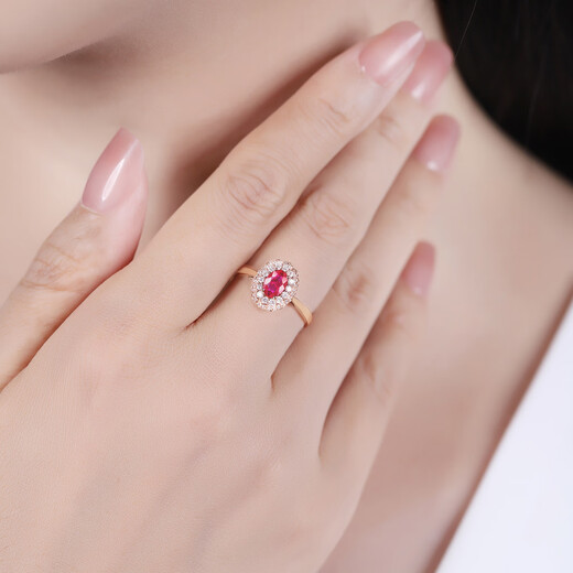 Tingliang 0.7 carat pigeon blood red ruby ring 18K gold set with diamonds Colorful gemstone ring Size message (9 to 21) available Available size message (10 to 22) available