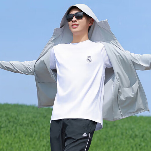Ice silk hat brim sun protection clothing for men in summer breathable fishing sun protection clothing Ice feeling sun protection clothing BXT8002 light gray one size fits all 80-160Jin Jin equals 0.5 kg