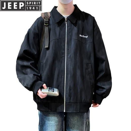 JEEP SPIRIT痞帅工装夹克男2025春秋款潮牌薄款外套中青年宽松褂子 K15832白灰 M