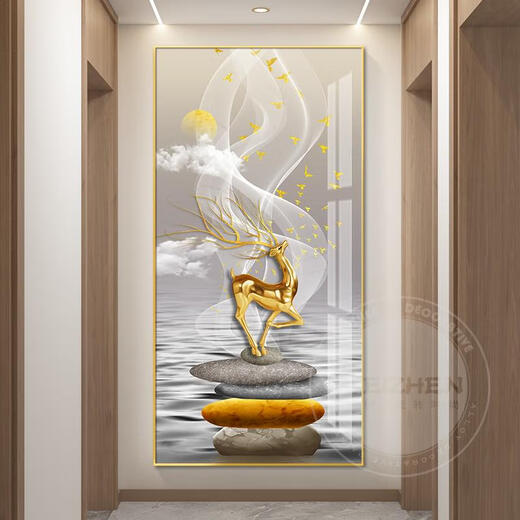 Sanqihu Fulu entre dans la porte et les peintures décoratives de l'entrée de l'entrée Corridor moderne peintures peintures murales salon atmosphérique Ly-6085-Stone 50 * 35 mm Cadre en alliage en aluminium + texture + texture
