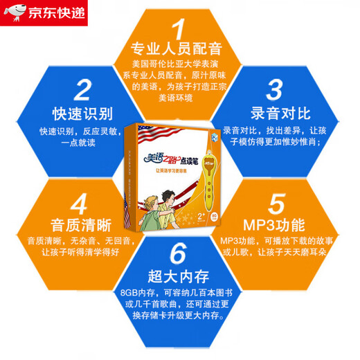 【京东快递】 美语之路点读笔让英语学习更容易人员配音 磨出我的英文耳朵小学英语点读笔 儿童点读笔早教机美国小学英语 基础课程课本