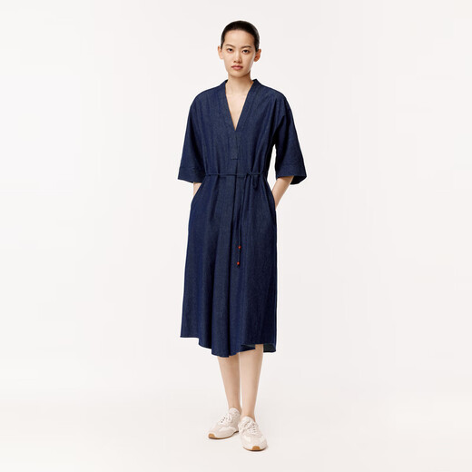Moins 2024 Nouvelle robe à manches courtes 2O4G13820 993 Denim Deep Blue XS