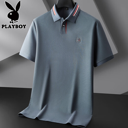 Camiseta de gran tamaño Playboy de alta gama Masina de algodón de algodón suelto de algodón de algodón suelto de algodón suelto más grasa más grasa de solapa más grande 3527 White XL Peso recomendado (135-155Jin [Jin es igual a 0,5 kg])
