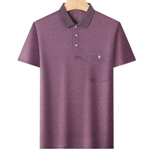 Liyun House 966 Menschen lobten Papa Summer Anzug Sommereis Ice Seiden mittleren Alters Dad Lapel Casual Kurzärmer T-Shirt Vater mittleren Alters mit zwei Tops M 17080-110jin [Jin ist 0,5 kg]