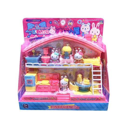 Shantoulin Village Pink Rabbit Mini maison Petite lapin Ice Ice Cream Boutique chambre cuisine cuisine fille jouant des jouets de maison yy17081 yiyan rose lapin mini boulangerie