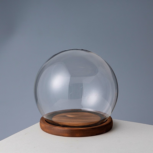 
Yonghuan glass cover spherical support rod ornament display box charcoal burning snap 1517+ antique wood A base