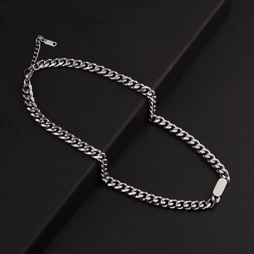 Wang Jiaer's same necklace men's Cuban chain American hiphop titanium steel necklace women's light luxury ins trend hip-hop T32 8mm50+5cm (Yuanfang brand Cuban chain)