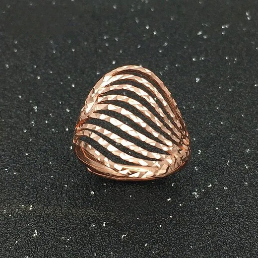 OEMG Old Phoenix Gold Store niche fashion Russian purple gold ring plated with 14K color gold rose gold carving hollow wide ring (opening adjustable)