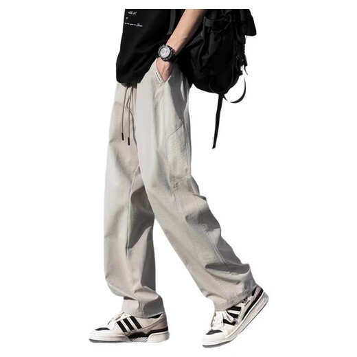 Holzspecker-Freizeithosen für Männer 2025 Sommer Trend Ice Seide Lose geradlinige Hosen für Männer Teenager Vielseitige Draping Feeling High-End-Hosen für Männer 6636 Schwarz 2xl empfohlen 150-165jin [Jin gleich 0,5 kg]