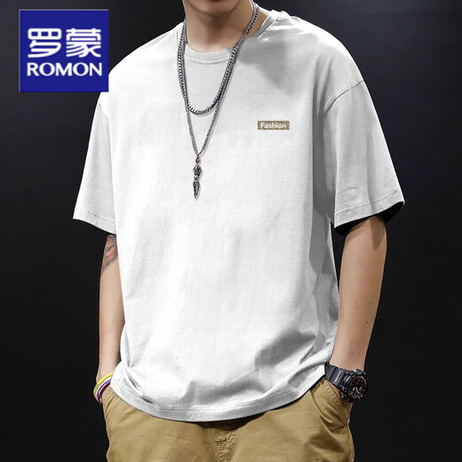 Camiseta de manga corta de manga corta de algodón de algodón de algodón de algodón puro de Romon para hombres para hombres de manga corta de manga corta para hombres.