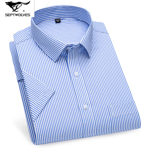 Sept Wolfs 2025 Summer Men's No-solution Short Shirt Shirt Business Business Professional Clothes Comfort Comfort Coton High-Und Cotton Shirt DX6629 42