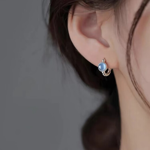 Fat Donglai purchases the same style, Aquamarine earrings, 925 silver earrings, light luxury 2025 new style, niche women, 925 silver Aquamarine earrings (price of two)