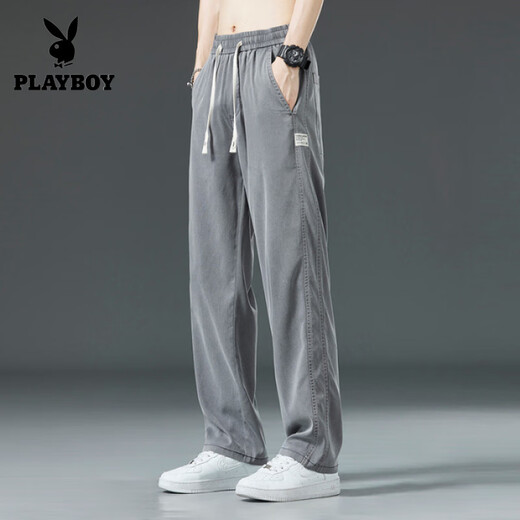 Playboy (Playboy) Herren Jeans Frühling und Herbst Sommer Dünnes Tennis lose lose legginghosen weit beins ice draht long Hosen Männer offizielles Flaggschiff 1048 Blau [Sommerstil] M Empfohlen 90-110jin [Jin gleich 0,5 kg]
