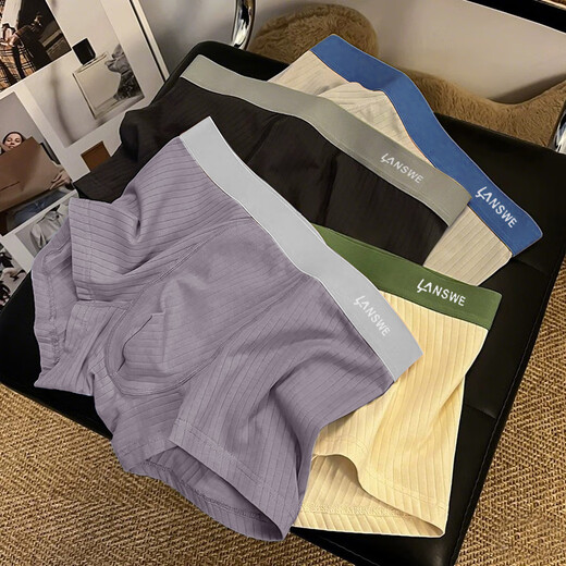 Langsha [10A antibactérien + anti-marins] sous-vêtements pour hommes Boxer en coton pur de grande taille respirant de grande taille 4