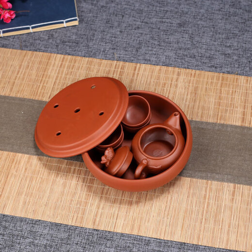 Chaosihui Zisha Kung Fu Tea Set Home Small Set Simple Chaoshan Complete Ceramic Tea Tray Teapot Teacup Tea Set Red Xishi Set (160ml Pot)
