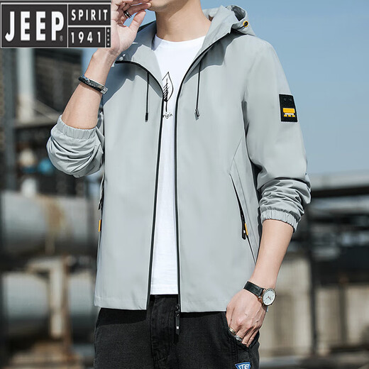 JEEP SPIRIT Jeep Spring and Autumn Hooded Fashion Jacket Men's 2025 Winter New Youth Trendy All-match Loose Casual Jacket K12131 Black M [Suggested 100-110Jin [Jin equals 0.5 kg]]