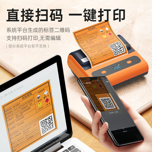 德佟原装DP12369/DP12370新版危废标签纸打印机含二维码打印软件10/15/20cm固定危险废物标识标签机新 1卷100*100mm危废标签纸共1