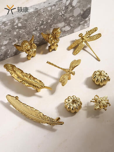 
Bright gold French brass cabinet door handle light luxury small angel cream windbreaker cabinet cabinet shoe cabinet drawer handle XZJ1283V gold