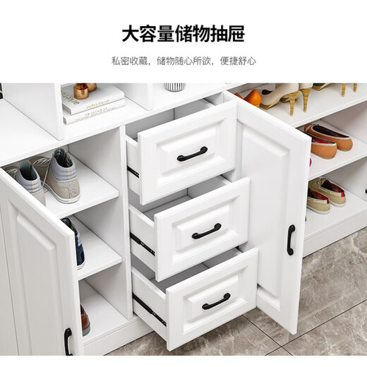Nuogan shoe cabinet and entrance cabinet integrated modern light luxury simple living room screen entrance partition cabinet multi-functional wine cabinet storage cabinet warm white + glass door + 80 * 34 * 200 cm, installed by yourself