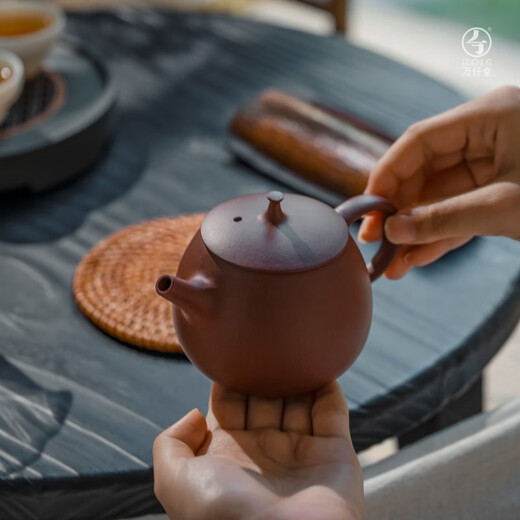 Wanqiantang (Edenus) purple clay teapot, handmade Yixing purple clay teapot, high-end Kung Fu tea set 225ml, a harmonious atmosphere