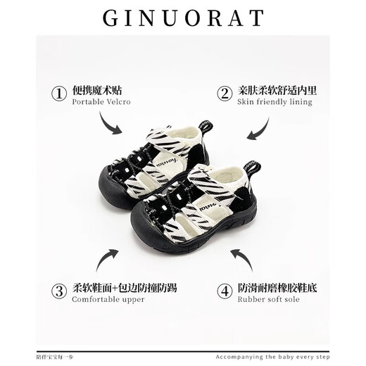 Chino-Ratten-Kinder Sandalen Jungen 2025 Sommer-Säugling und junge Mädchen 1-3 Jahre alte Strandschuhe Tasche Zehen Sommer Trail Schuhe Schwarz und Weiß [1,0-Klasse] Größe 23 (geeignet für Fußlänge 13,2-13,7 cm)