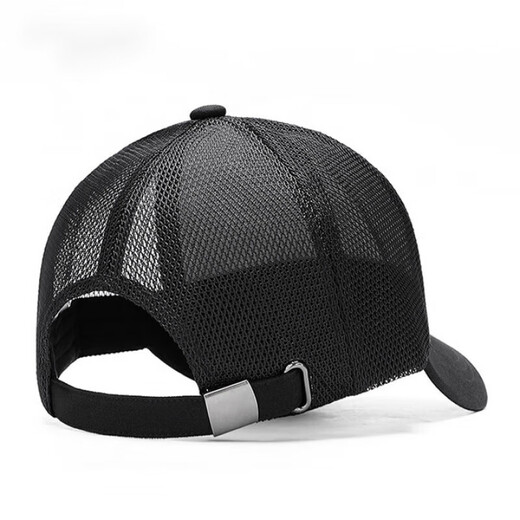 LSIAKT hat men's summer non-fading mesh breathable and fast drying sun protection baseball cap thin hard top baseball cap men's black (back net style) one size L (55-60cm)