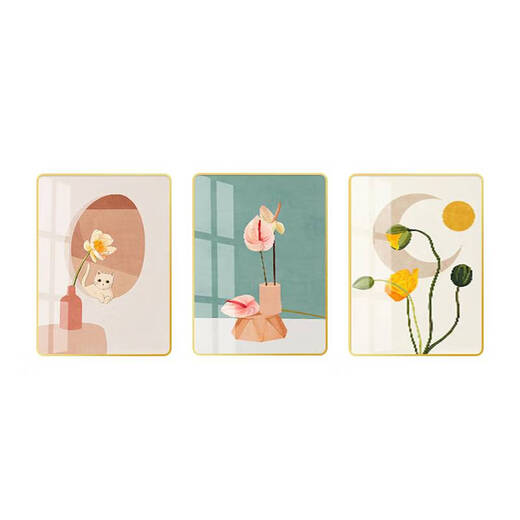 Yonghuan Sala de estar Nordic Decoración Pintura de fondo Pintura colgante de pared Simple Moderno Mural Corredor Pintura de pared de pasillo K1049 20*30cm tres ligeras Luxury PVC Gold Frame Texture Tap.