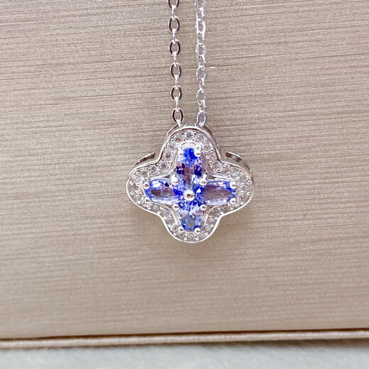 Chili's new natural 3a full body tanzanite pendant dark blue 925 silver fashion simple inlaid