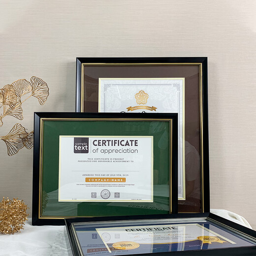 
Children's ball honor certificate frame graduation certificate photo frame A3A4 certificate certificate authorization book display frame custom size frame P50 black + gold outer frame size: 45*55CM size: A3291