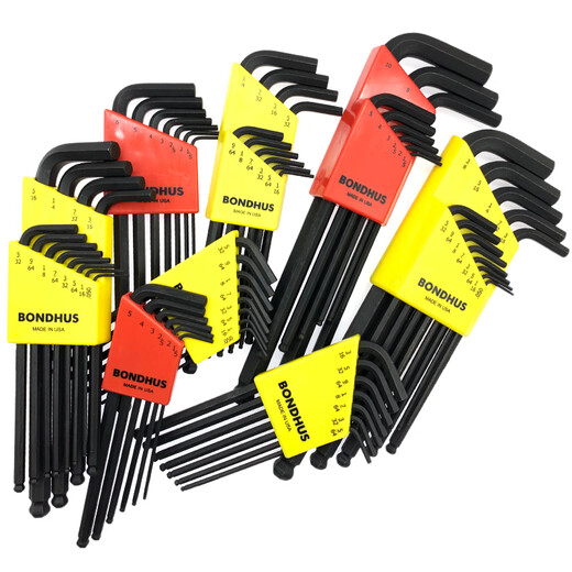 Miaoyou American BONDHUS metric imperial ball head hexagon wrench 10946 10992 10999 10995 Flat head 12137 Imperial 13 packs 0.05-3/8