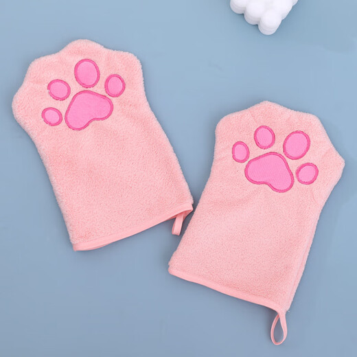 Pet towel glove type dog special quick-drying absorbent cleaning towel cat bath towel pet supplies pink 22*15cm (single pack)