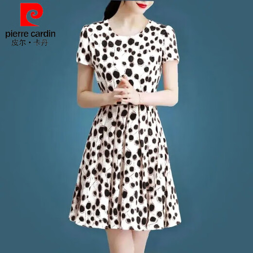 皮尔卡丹（pierre cardin）冰丝碎花连衣裙中长款2025新款洋气印花中老年妈妈装显瘦裙子 冰丝9905裙 M 100斤