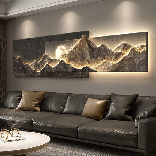 Three-a-day tiger back has a backrest living room decoration painting light luxury sofa background wall hanging painting 3d three-dimensional landscape mural B-back has a backrest 15042cm ordinary model (without lights)