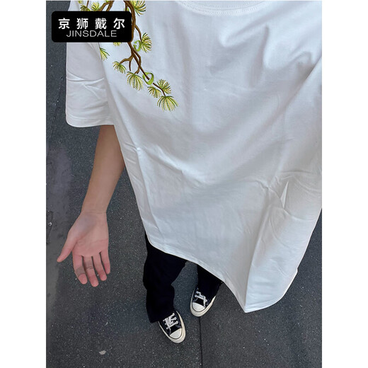 Jingshi Dell American Podocarat brodé à manches courtes à manches courtes masculines Summer High Street T-T-T-shirt T-shirt Brand de mode Niche Couple Top Black CXT2691 M