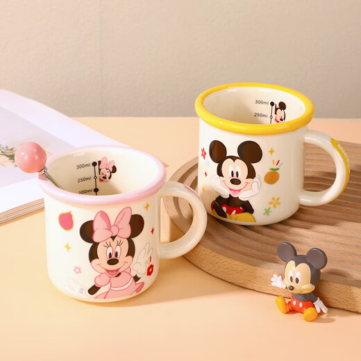 Disney Genuine Children's Cartoon Anti-fall High-Value Water Cup Genuine Coffee Cup Milk Cup Home Ceramic Cup Minnie Moon Cup