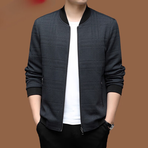 GABBANIE new high-end men's jacket baseball collar business casual jacket for young and middle-aged people 1526 black M 170 (recommended 100-120 Jin Jin equals 0.5 kg)