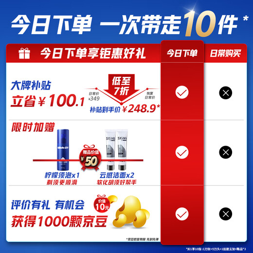 
Gillette X Bolang razor manual Fengyin Zhishun micro-shaking hybrid pro flashlight 2-in 1 1 knife holder 5 knife head 1 wall hanger bracket 5 layer blade shaving knife Send boyfriend Send boy