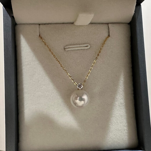 Libiao Natural Freshwater AKOYA Pearl Pendant Princess Diana Necklace Edison Neck Jewelry 18K Gold Gift Zhuji DIY 18K Gold Zircon Pendant Holder Gift S925 8-9mm45cm