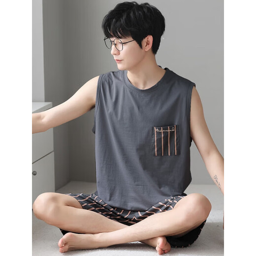 Yalu Modal Men's Pajamas Summer de verano 2024 Nuevo set de ropa de seda de seda de hielo de color grande de manga corta y ropa de ropa para el hogar de otoño nshzy-12026 L (adecuado para el peso de 100-130 Jin [Jin equivale a 0.5 kg])