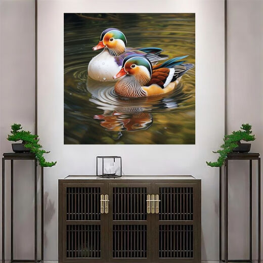 鸳鸯戏水床头画 恩爱鸳鸯戏水自粘贴画卧室床头背景美好爱情高清 SS9794(整张) 长边15cm(比手机大一点)