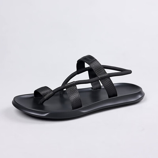 Sandales TTPMER pour la version coréenne masculine de chaussures de plage décontractées sans glissement en forme de semelle douce portant des sandales pour hommes à tendance verte à la mode en plein air Black 9866 Version améliorée 38