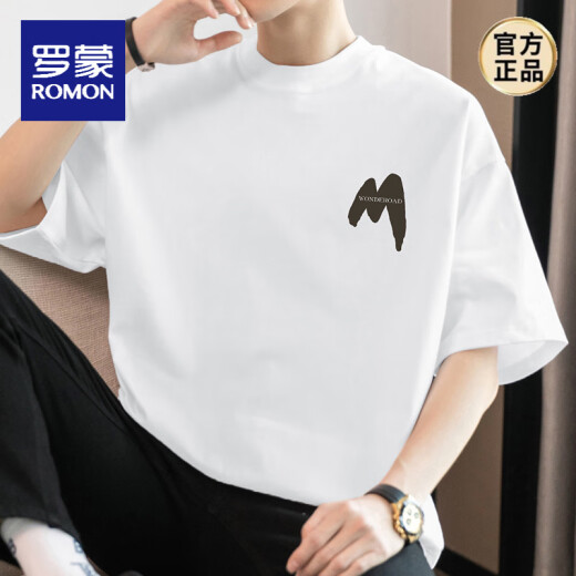 ROMON (ROMON) 260G Camiseta americana de peso pesado Camiseta de algodón de algodón corto de algodón puro de algodón de algodón de manga corta Top de verano de verano.