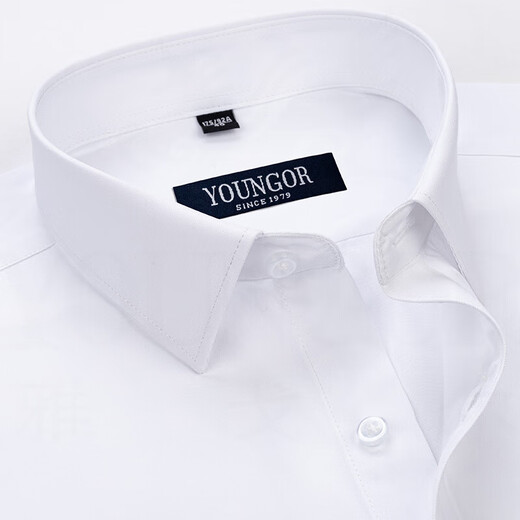 Camisa oficial de Yager Store Oficial de manga corta Stribes casuales de negocios de mediana edad para hombres sin planchar la camisa de color sólido de alta gama de alta gama DX6626 41 Sugerencias [145-160Jin [Jin iguala 0.5 kg]]]