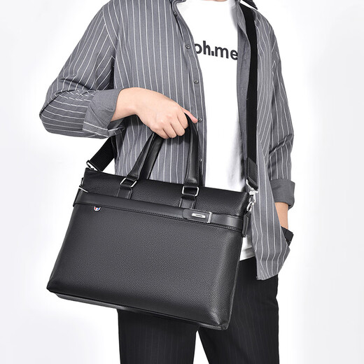 MOEPEQDAISHU Briefcase Men's Handbag Business Shoulder Messenger Bag Large Capacity Casual Commuting New Trendy Backpack Computer Bag Elegant Black 14 inches