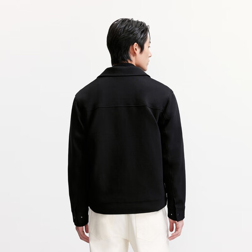 JACK&JONES 25-year men's autumn jacket men's zipper lapel short jacket men's black knitted casual long-sleeved top E43 pure black XS (165)