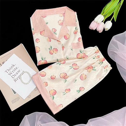 Yalu Pyjamas Ice Seide Feminine High-End-Eis Silk Summer Cool Silk Sweet Shorts Shorts Anzug Sommer FS_9703# Cardigan Doppelkurzkurzfarbe kleine Liebe M.