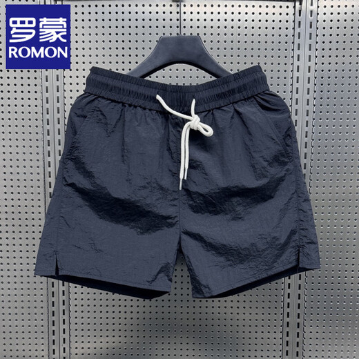 ROMON summer thin four-point home casual pants for men and women the same style solid color versatile sports running American beach shorts Black M Recommended 85-110Jin [Jin equals 0.5 kg]