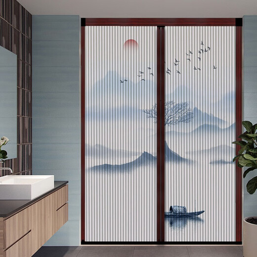 SANQIHU Puerta corredera de estilo chino Balcón Balcón Cocina Puerta plegable invisible sin golpear la puerta corredera A9276 Estilo de champán A9276 Estilo de champán