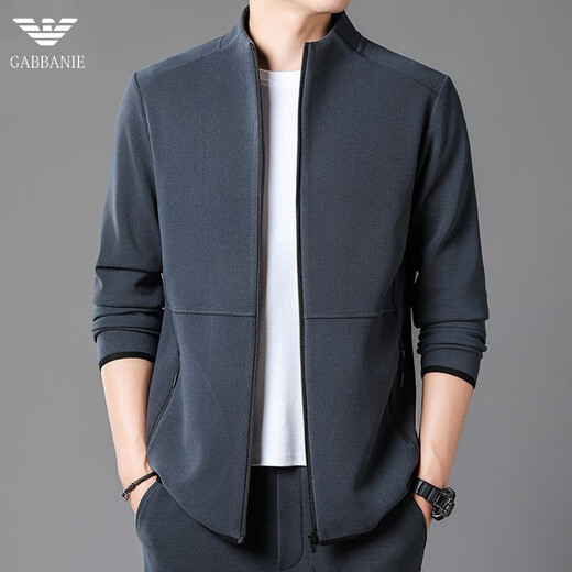 AX Armani Armani men's casual sports suit autumn and winter new thickened warm stand-up collar cardigan sweatshirt two-piece set GA/2319 black (stand-up collar single top) S 165/84A