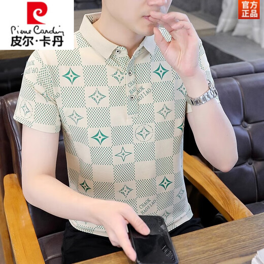 Pierre Cardin Casual Vielseitig vielseitiges Lappel-Polo-Hemd Trendy Letter Drucken Männer kurzärmeliges T-Shirt 2025 Sommer Neuer Top F9226 Black M (ca. 90-105 Jin [Jin Equals Equals Equals Equals] Wearable)